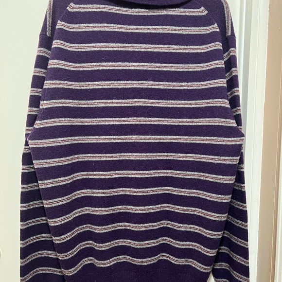 Brooks Brothers Sweater Mens XL Purple Gray Striped Lambswool Shawl Collar. - Picture 3 of 6